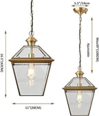 Milaii Copper Brass Outdoor Pendant Light, 16.5" H Large Lantern Hanging Light Fixtures Waterproof Porch Light Outdoor Chandelier for Patio Entryway