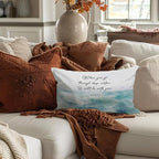 Beach Bible Throw Pillow Cover 12x20 - Christian Bible Verse Watercolor Pillow Cover, Ocean Themed Bedroom Decor, Beachy for Sofa Couch