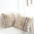 Throw Pillows Covers 22x22, Flully Animal Fur Pillow Cover Snow Leopard Cheetah Print Decorative Accent Cushion Covers Pillowcases for Couch Sofa Bedroom Living Room, Beige