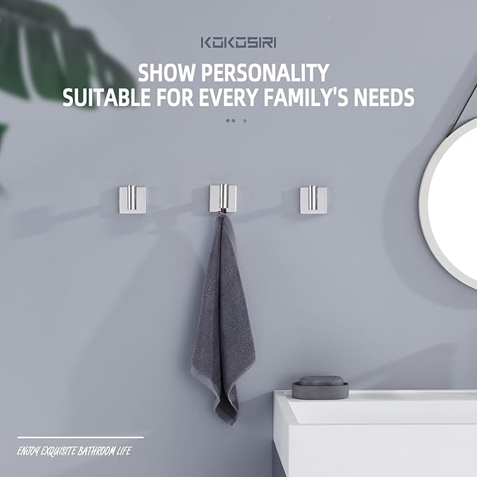 KOKOSIRI Robe Hook Bathroom Towel Coat Hooks for Bath Kitchen Wall 3 Pack Chrome Stainless Steel B1013CH-P3