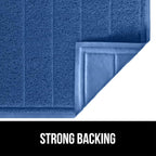 GORILLA GRIP Dirt Grabber Mesh Doormat, Low-Profile, Stain and Fade Resistant Heavy Duty Quick Dry Striped Doormats, Mats for Indoor or Outdoor Entry, Shoe Scraper, Garage Entrance Mat 47x35, Blue