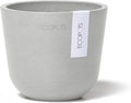 Ecopots Oslo Mini Durable Modern Round Indoor/Outdoor Recycled-Based Composite Flower Pot Planter, White Grey, 4.5"