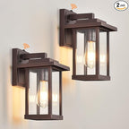 Exterior Light Fixtures 2 Pack, Modern Outdoor Wall Lanterns Farmhouse Outdoor Porch Light for House Patio Front Door Entryway, Bronze