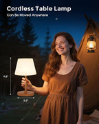 Outdoor Battery Operated Table Lamp, IP54 Waterproof Shower Lamp, 4000mAh Rechargeable Cordless Lamp, 3 Color Temperatures Dimmable, Small Touch Table Lamp for Bedroom, Patio, Camping, Restaurant