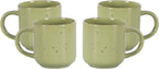 HomeVss, Nordic Shape Rising Rim Stoneware 20pc Dinnerware Set, Matte Green with Speckle Finished Effect