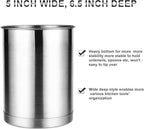 KSENDALO Utensil Crock Set, 6.6inch Cooking Utensil Holder Stainless Steel Container for Kitchen Counter,Metal Kitchen Spoon Spatula Cutlery Tool Holder Organizer, Silver (3 Pack)