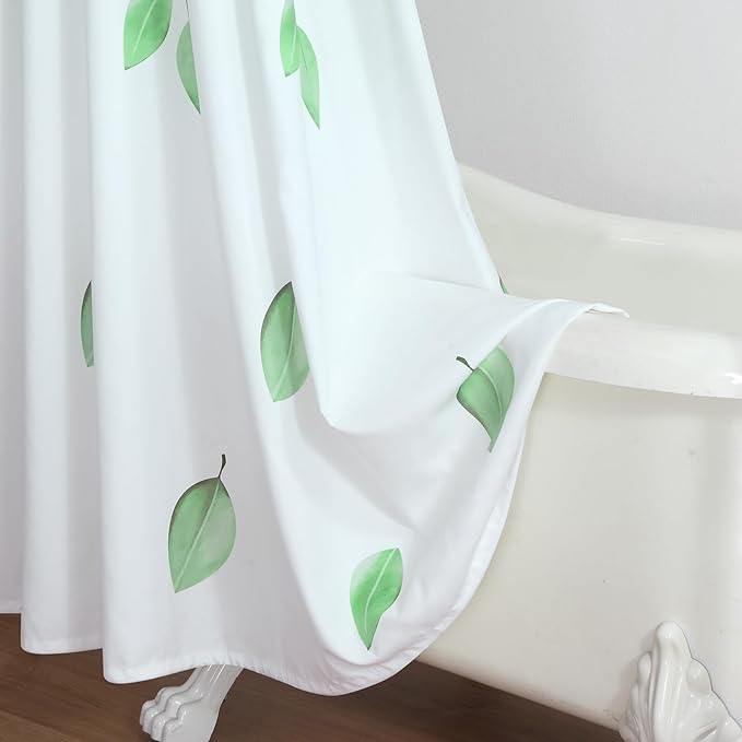 90 Inch Fabric Shower Curtain, Green Watercolor Eucalyptus Leaves Shower Curtain for Bathroom, 72" W x 90" H