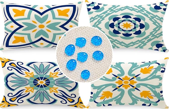 Cirzone Outdoor Pillow Covers Set of 4 Geometric Patterns Waterproof Throw Pillow Covers 12x20 inch Boho Decorations for Funiture Patio Garden Home