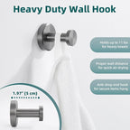 APLusee Gunmetal Gray Single Robe Hook, 304 Stainless Steel Heavy Duty Towel Hook (11LBS Capacity), Wall Mounted Towel Hanger for Bathroom Kitchen Garage