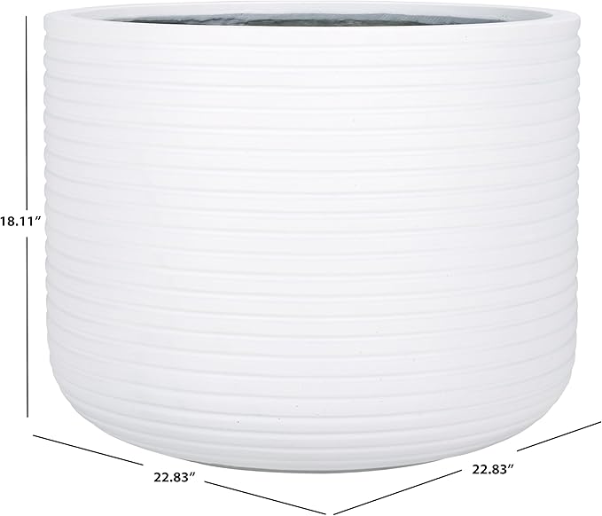 SAFAVIEH Outdoor Collection Nardo White Cement Ficonstone Planter Pot