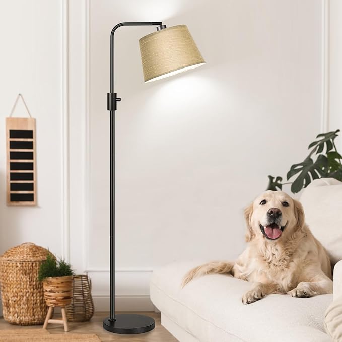Nintiue Dimmable Floor Lamp, 1000 LM LED Edison Bulb Included, Arc Floor Lamps for Living Room Modern Standing Lamp Tall Lamps for Living Room Bedroom-Champagne