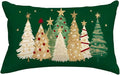 RABUSOFA Christmas Tree Pillow Covers 12x20 Inch,Watercolor Christmas Decorations Pillows Decorative Throw Pillows Gold Stars Xmas Lumbar Cushion Case for Home Decor Couch Winter Holiday(4-Green)