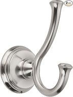TUNNY Towel Hook Bathroom-2 Pack Brushed Nickel Double Robe/Towel Hook Wall Mounted Hook for Bathroom Bedroom Kitchen
