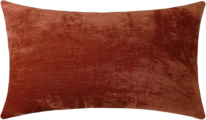 Jeneoo Terracotta Decorative Throw Pillow Covers Soft Chenille Comfy Lumbar Rust Couch Cushion Case Decor (Set of 1, 14 x 36 Inches)