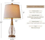 OYEARS 23" USB A+C Table Lamp for Bedroom Living Room Modern Bedside Lamps Retro Farmhouse Rattan Glass Nightstand Nightlight Lamps,Two Light Points