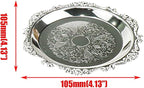 Quluxe Round Platter Serving Tray Metal Reusable Decorative Appetizer Platter Dessert Plate for Kitchen Party Centerpiece Display, 2 Pcs Silver (4 Inch+10 Inch)