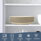 Homiely Dinner Plates Set of 8 - Wheat Straw, Microwave & Dishwasher Safe, Unbreakable, Kids Plates with Pattern (Beige, 9 inch)/Product of Alternative to Plastic