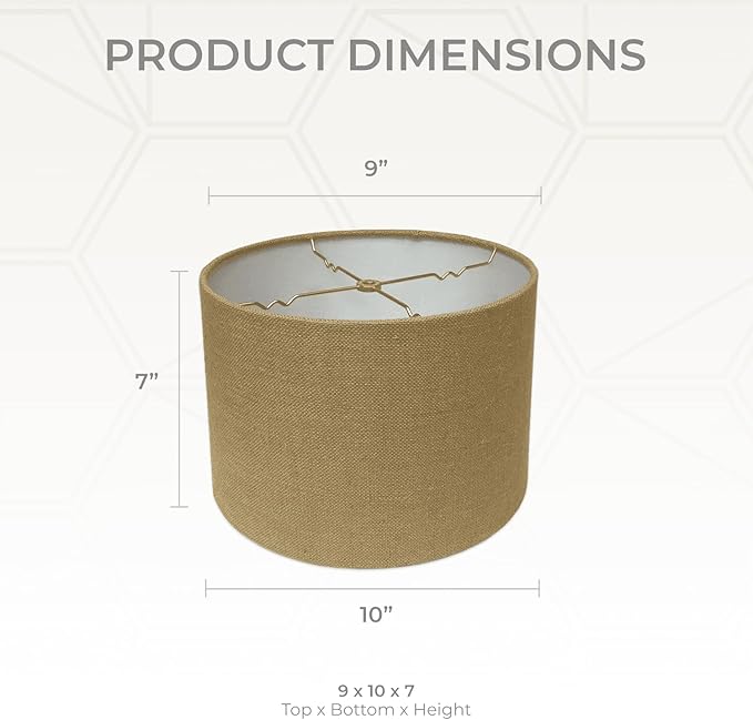 Royal Designs, Inc. HB-610-10BL Shallow Drum Hardback Lamp Shade, 9 x 10 x 7, Burlap
