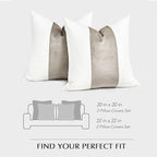 EVERGRACE x Kinsey Walsh Signature Velvet Panel Cotton Pillow Covers Set of 2, Decorative Pillow Covers 22"x22" for Couch, Square Cushion Cases for Sofa Bedroom Living Room, Sand Dune