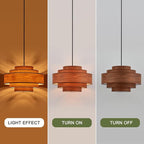 Farmhouse 26" Large Drum Wooden Chandelier Vintage 6-Lights Chandelier with Wooden Finish Linen Shade Retro Drum Chandeliers for Dining Room, Kitchen Island, Living Room, Bedroom