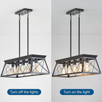 HuixuTe 5-Light Farmhouse Pendant Light for Dining Room, Rustic Kitchen Island Lighting, Adjustable Height Chandeliers for Kitchen, Dining Room Table Black