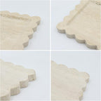 Square Marble Decorative Tray with Scalloped Edge, Luxury Natural Stone Bathroom Vanity Tray, Dresser Top Perfume Coffee Home Kitchen Sink Tray, Key Trinket Ring