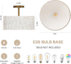 13" Semi Flush Mount Ceiling Light Fixture, Modern Drum Ceiling Light with Textured Linen Fabric Shade and Gold Base, 3-Light Farmhouse Lighting for Bedroom, Kitchen, Entryway, Living Room