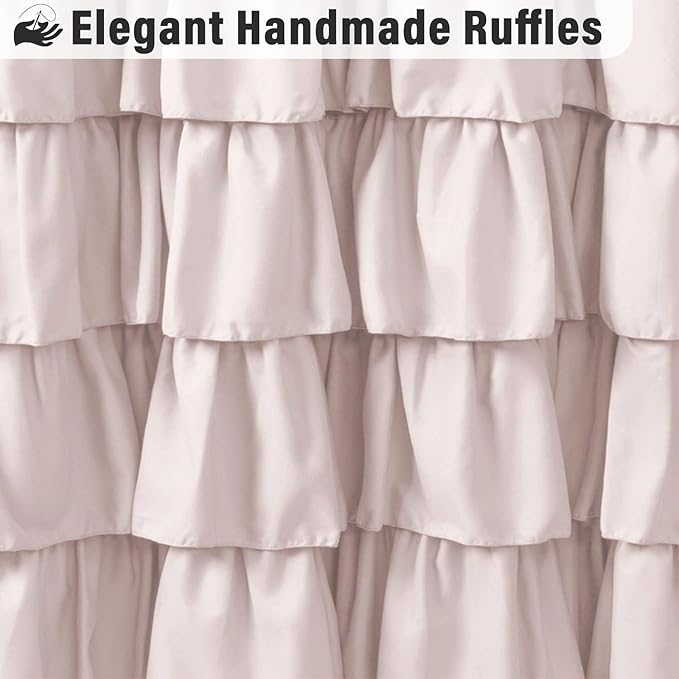 Seasonwood Beige Shower Curtain Cute Ruffle Shower Curtain Shabby Chic Farmhouse Style Design Girly Shower Curtains Button Country Style,72x78