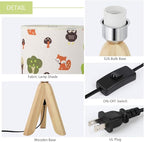 HAITRAL Tripod Table Lamp - Kids Nightstand Lamp with Fabric Cartoon Lampshade for Bedrooms and Living Room