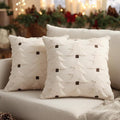 GEEORY Christmas Pillow Covers 26x26 Inch Set of 2, Christmas Decorations Xmas Tree Soft Plush Fluffy Faux Fur Decorative Throw Pillows Farmhouse Winter Cushion Case Beige Brown GC034-26