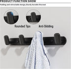 Coat Rack Wall Mount Black, 4 Hooks Rack Metal Coat Hanger Wall for Hanging Hat Purse and Robes, Towel Hook for Bathrooms and Entryway (1 Pack)