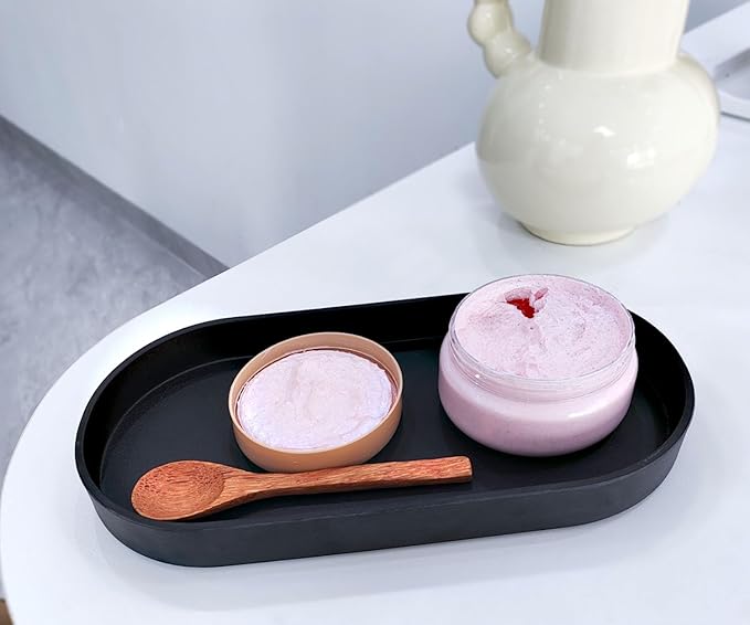 Black Small Tray (11.8 inch), Oval Tray for Kitchen Counter, Bathtub Bathroom Vanity Items, Countertop Organizer, Coffee Accessory, Bar, Serving Seasoning, Salt and Pepper, Soap, Perfume.