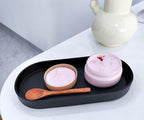 Black Small Tray (11.8 inch), Oval Tray for Kitchen Counter, Bathtub Bathroom Vanity Items, Countertop Organizer, Coffee Accessory, Bar, Serving Seasoning, Salt and Pepper, Soap, Perfume.