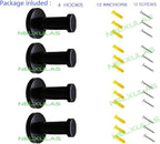 Classic Black Stainless Steel Single Super Heavy Duty Wall Mount Hook, Bath Towel Hooks, Coat Hanger (2", 4 PCS)