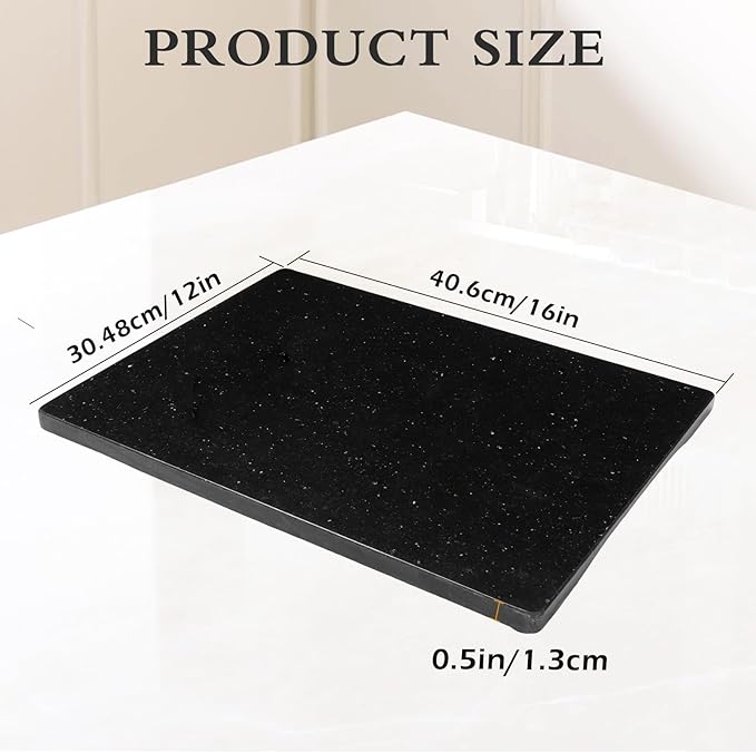 Natural granite Cutting Board- 16x12 Inch Kitchen Bakery Tool for Professional Chef & Baker's Tray - granite Display for Elegant Food Presentation & Stylish Kitchen Decor (black)