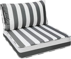 AAAAAcessories Outdoor Deep Seat Cushions, Waterproof, Fade-Resistant Patio Furniture Replacement Cushions, 24" x 24" x 5" + 24" x 13.5", Gray Cabana Stripe