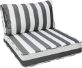AAAAAcessories Outdoor Deep Seat Cushions, Waterproof, Fade-Resistant Patio Furniture Replacement Cushions, 25.5" x 25.5" x 5" + 25.5" x 13.5", Gray Cabana Stripe