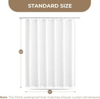 downluxe Linen Texture 3 in 1 Farmhouse Shower Curtain Set with Tassel, Boho Fabric Shower Curtains for Bathroom, White, 72W x 96L