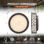 Flush Mount Ceiling Light, 12 inch 15W LED Dimmable Lighting Fixture, 3000K Warm White, Oil Rubbed Bronze Fihished, ETL Listed for Kitchen, Hallway, Bedrooms (Metal Body and Acrylic Shade)