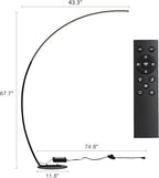 67in Dimmable LED Arc Floor lamp with 3 Color Temperatures, Modern Floor Lamps for Living Room, Standing Tall Lamp with Remote Control Reading Ambient Lighting for Bedroom Office Living Room