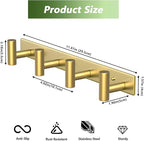 Wall Mounted Coat Rack-4 Hooks, Heavy Duty Stainless Steel Wall Hooks for Towel Coat Bag, Hat Rack Coat Hanger Coat Hooks Towel Racks for Bathroom Entryway Kitchen Hotel Office (Gold, 1 Pack)
