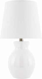 BoutiqueRugs Liliac Boho Ceramic Bedside Table Lamp for Bedroom Nightstand - End Side Lighting for Living Room - Shade Cotton - White - 15" H