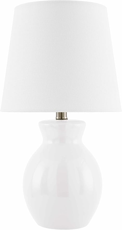 BoutiqueRugs Liliac Boho Ceramic Bedside Table Lamp for Bedroom Nightstand - End Side Lighting for Living Room - Shade Cotton - White - 15" H