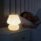 Mushroom Table Lamp for Bedroom, Small Bedside Lamp for Living Room, Modern Cute Nightstand LED Lamp Dimmable, White