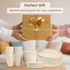 Homienly 32 PCS KItchen Wheat Straw Dinnerware Sets for 8, Reusable Plates and Bowls Sets, Dishes Set for 8, Alternative to Plastic Dish Set for Camping, PIcnic, Microwave and Dishwasher Safe - Beige