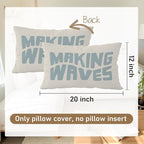 Blue Coastal Throw Pillow Cover 12x20, Blue Dorm Decor, Making Waves Coquette Decor for Girls Room Bedroom Sofa Couch