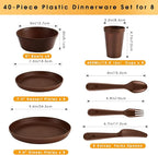 40-Piece Unbreakable Kids Dinnerware Set for Toddlers & Children, BPA-Free & Easy-Clean PP Plates and Bowls, Microwave & Dishwasher Safe, Complete Family Pack (Service for 8)