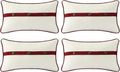 Outdoor Sunbrella Decorative Pillows with Triple Coconut Buttons Pack of 4, 20" x 12" Outdoor Pillow Set for Couch Bed Throw Patio Sofa, Spectrum Eggshell/Spectrum Ruby