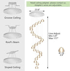 25-Lights Modern Crystal Chandeliers for Staircase LED Handing Light Fixture for Foyer Hallway