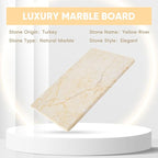 Koville Natural Marble Cutting Board for Kitchen Pastry Bread, 12" x 8" Genuine Marble Cheese Board Stone Tray for Counter, Stone Cutting Boards Bathroom Perfume Jewelry Tray for Decor(Yellow)